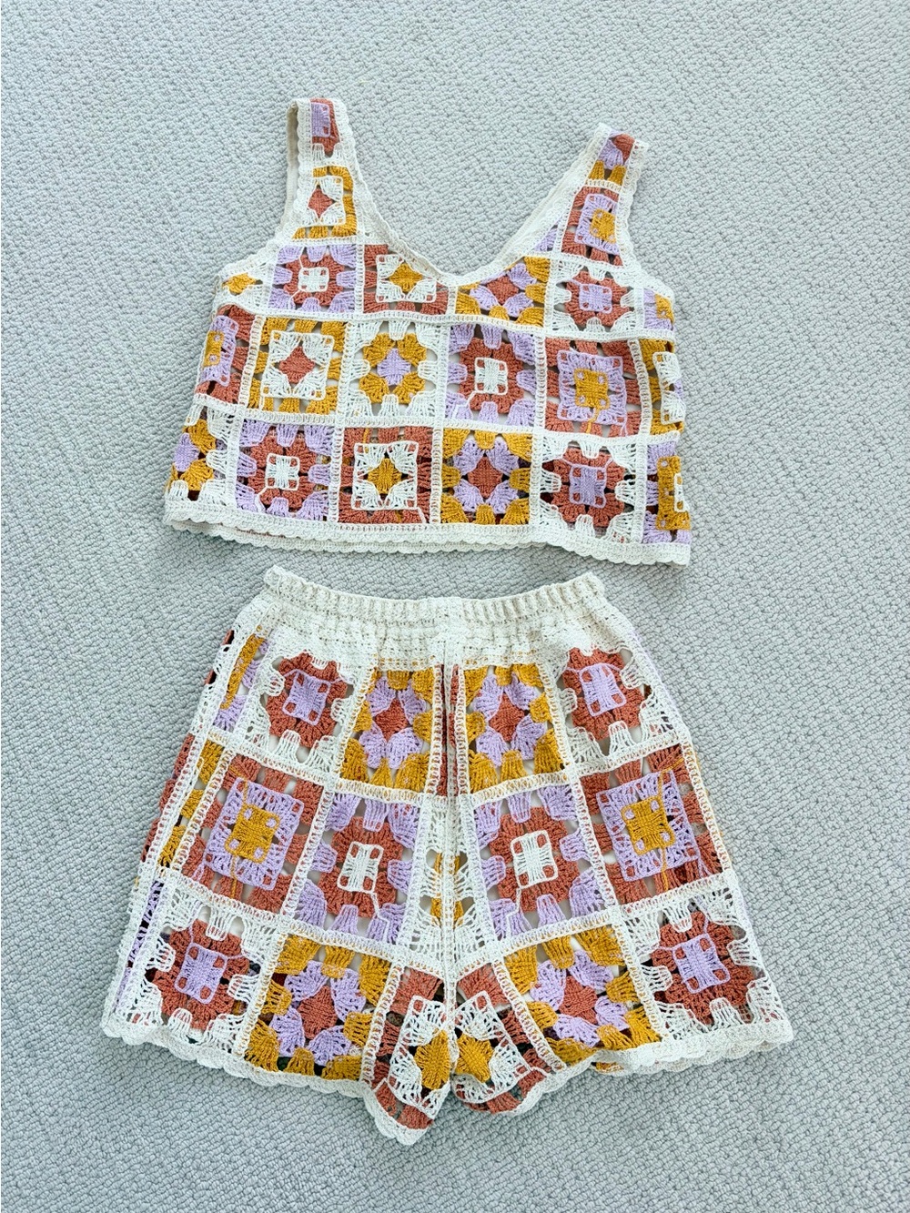 Rebellion Cream Lined Shorts with Crochet Trim Set XS/Small - Picture 4 of 4